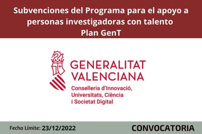 Programa para el apoyo a personas investigadoras con talento - Plan GenT