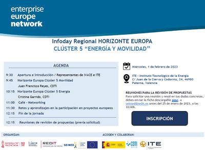 Infoday Regional HORIZONTE EUROPA - Clúster 5 “Energía y Movilidad”
