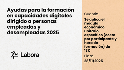 Ayudas para la formación en capacidades digitales dirigido a personas empleadas y desempleadas, 2025