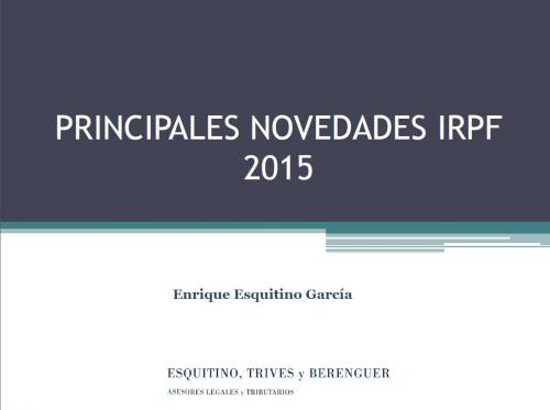 Principales novedades del IRPF 2015