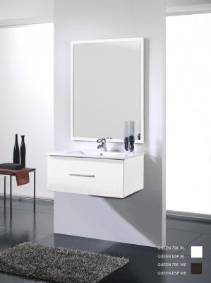 Mueble de baño blanco brillo - 1 cajon - Suspendido. Incluye Lavabo