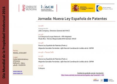 Programa de la Jornada La Nueva Ley Española de Patentes