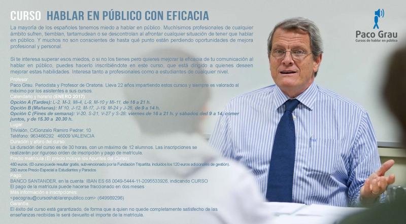 Convocatoria de cursos 'Aprende a hablar en público' mes de enero 2017