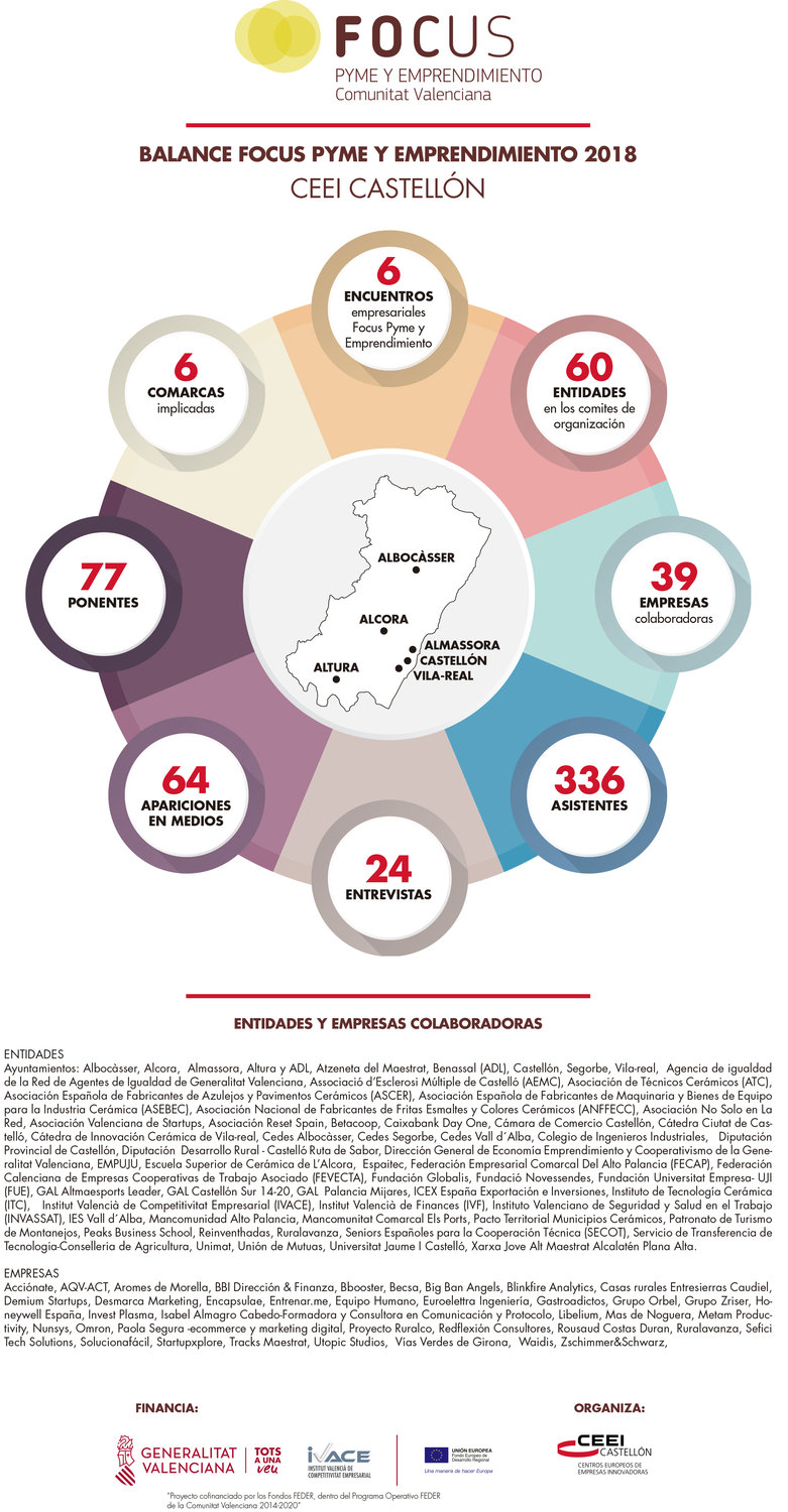 Infografa balance Focus Pyme y Emprendimiento en la provincia de Castelln 2018
