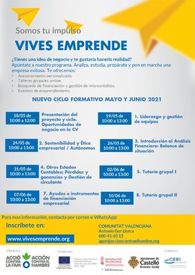 Cartel Vives Emprende 2021 con sesiones